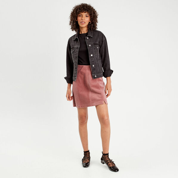 jupe trapeze en velours vieux rose femme Jupe trapèze en velours vieux rose femme