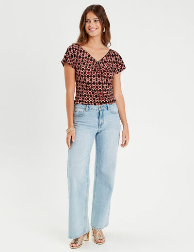 Blouse manches courtes rouge femme