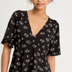Robe évasée manches courtes noir femme