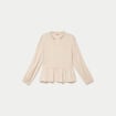 Blouse ample col v manches longues beige femme