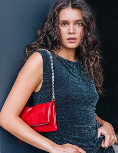 Top ajust&eacute; col rond manches courtes noir femme