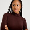 T-shirt uni &agrave; manches longues marron fonc&eacute; femme