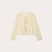Blouse nouée manches longues blanc femme