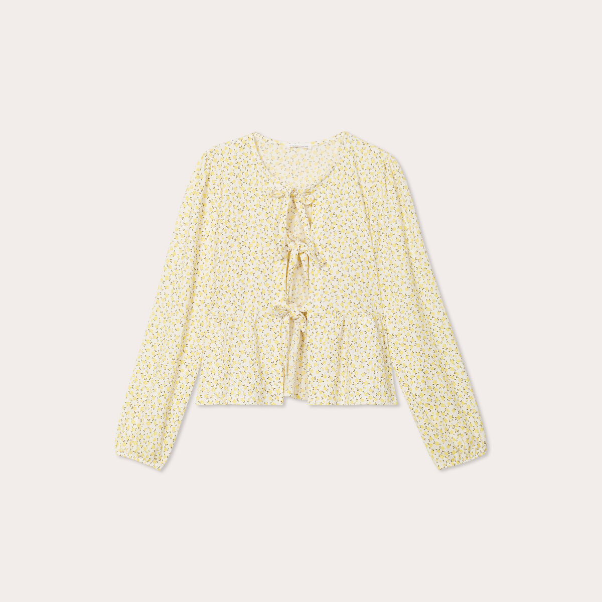 Blouse nouée manches longues blanc femme