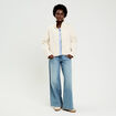 Veste droite courte effet polaire ecru femme