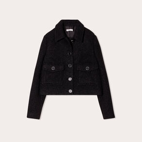 Veste droite boutonnée noir femme