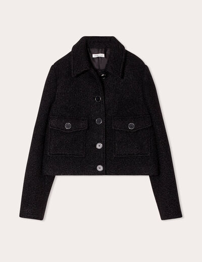Veste droite boutonnée noir femme