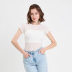 Body ajusté manches courtes dentelle ecru femme