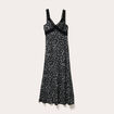Robe longue évasée noir femme