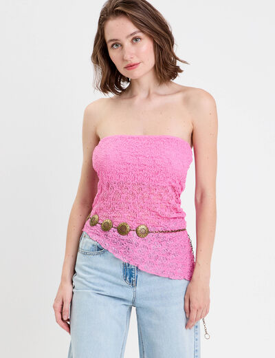 Bandeau ajusté sans manches dentelle rose femme