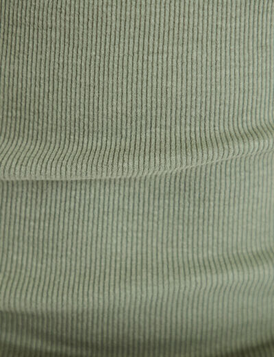 D&eacute;bardeur c&ocirc;tel&eacute; col rond vert kaki femme