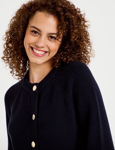 Gilet manches longues bleu marine femme