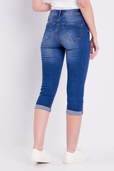 Pantacourt denim stone femme