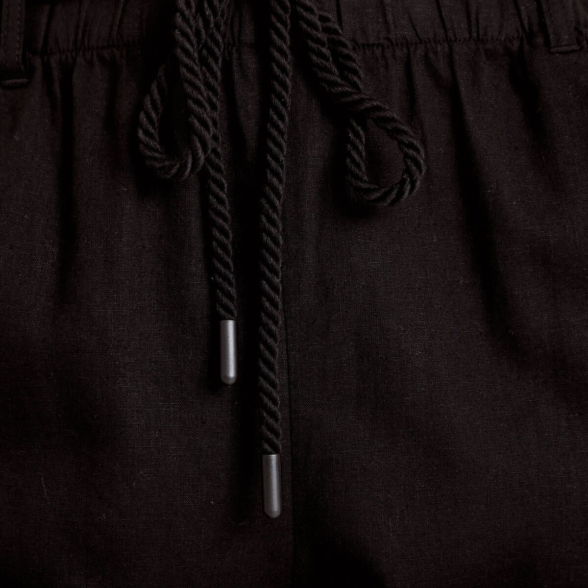 Pantalon droit 7/8&egrave;me taille haute noir femme