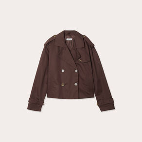 Trench court boutonné marron foncé femme