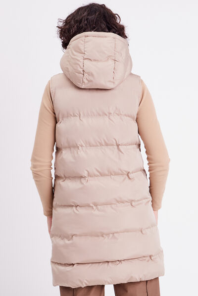 Doudoune sans manches capuche taupe femme