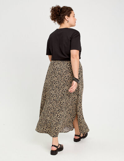 Jupe longue évasée beige femme