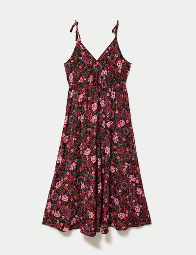 Robe longue &eacute;vas&eacute;e effet satin&eacute;e noir femme