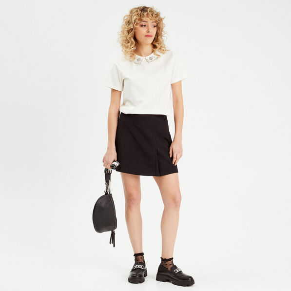 T-shirt manches courtes bijoux ecru femme