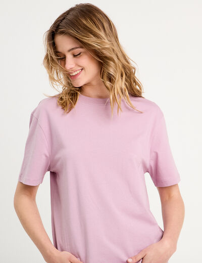 T-shirt oversize col rond vieux rose femme