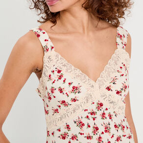 Robe longue évasée dentelle blanc femme