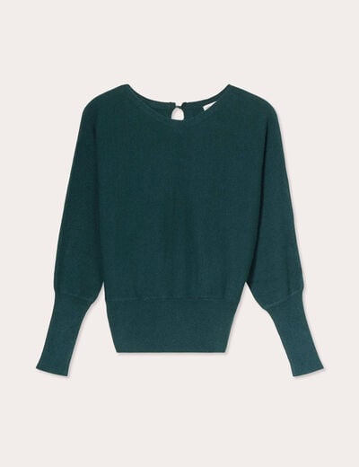 Pull manches chauves-souris vert foncé femme