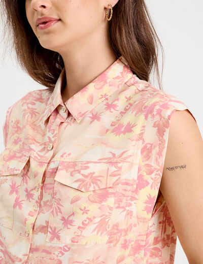 Chemise sans manches beige femme
