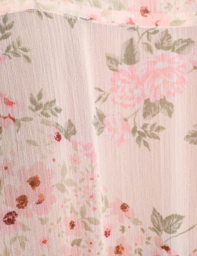 Robe midi évasée col en V rose pastel femme