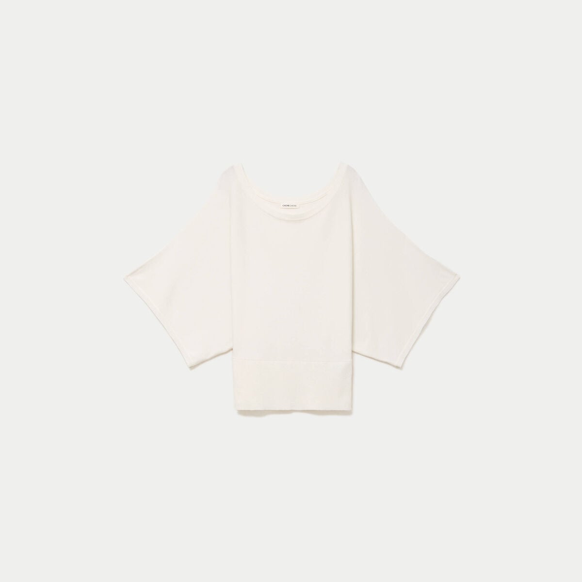 Pull ample manches courtes col rond ecru femme
