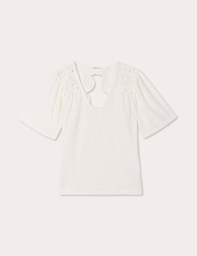 T-shirt manches courtes ecru femme