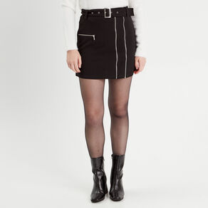 Jupe droite détails zippés noir femme