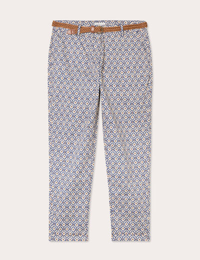 Pantalon chino slim 7/8ème bleu femme