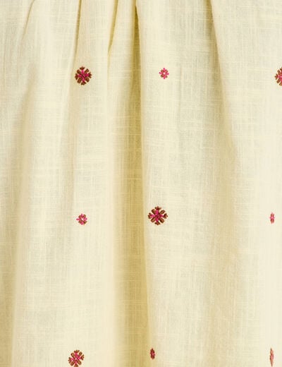 Blouse ample col tunisien manches 3/4 jaune pastel femme