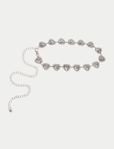 Ceinture fine avec cha&icirc;ne gris argent femme