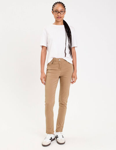 Jeans slim 5 poches beige femme