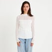 Top ajust&eacute; col montant dentelle ecru femme