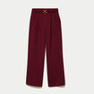 Pantalon large ceinture bijou bordeaux femme