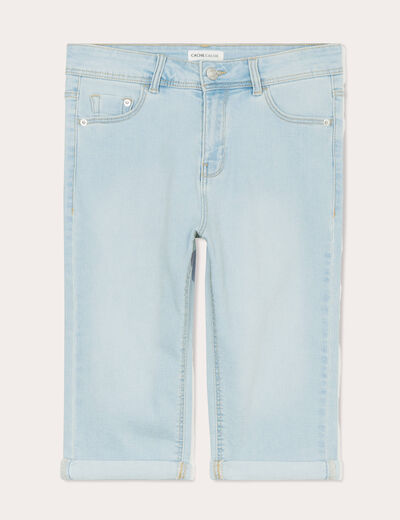 Bermuda slim en jean denim bleach femme