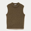 Pull sans manches vert kaki femme