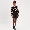 Jupe droite boutonnée noir femme