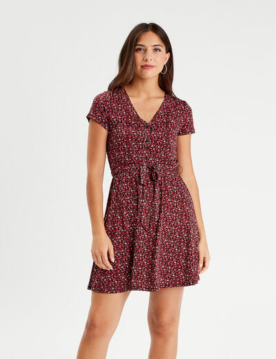 Robe patineuse ceinturée noir femme