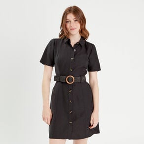 robe trapeze ceinturee noir femme Robe trapèze ceinturée noir femme