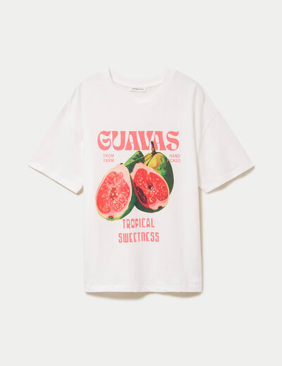 T-shirt oversize manches courtes blanc femme