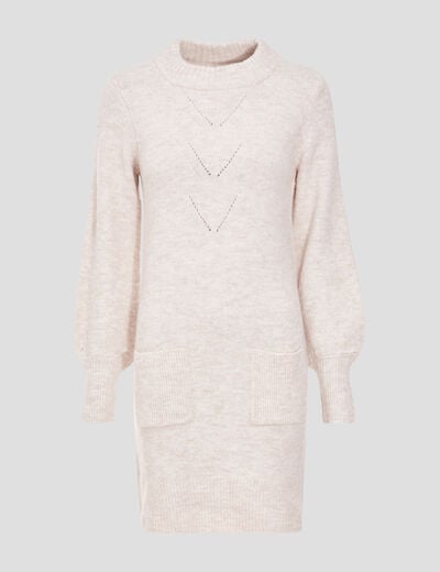 Robe pull droite sable femme