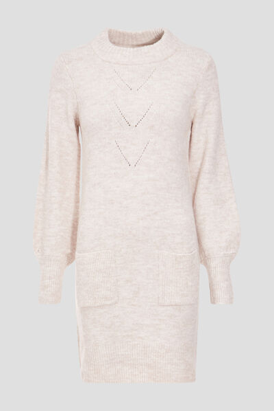 Robe pull droite sable femme