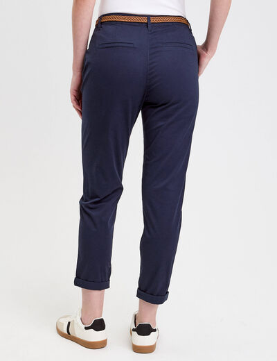 Pantalon chino 7/8ème bleu marine femme