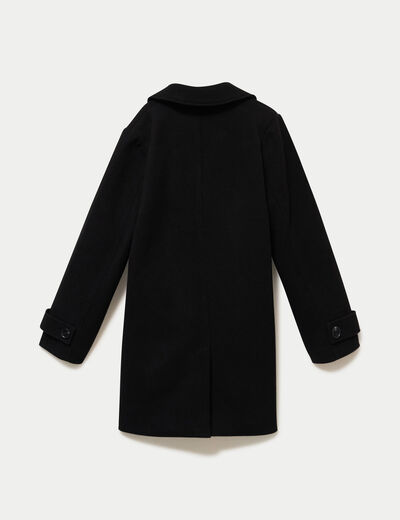 Manteau col classique manches longues noir femme