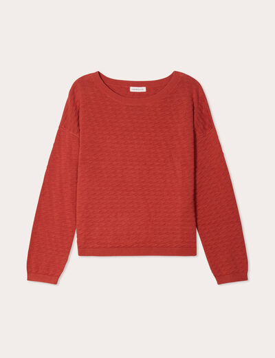 Pull col bateau rouge femme