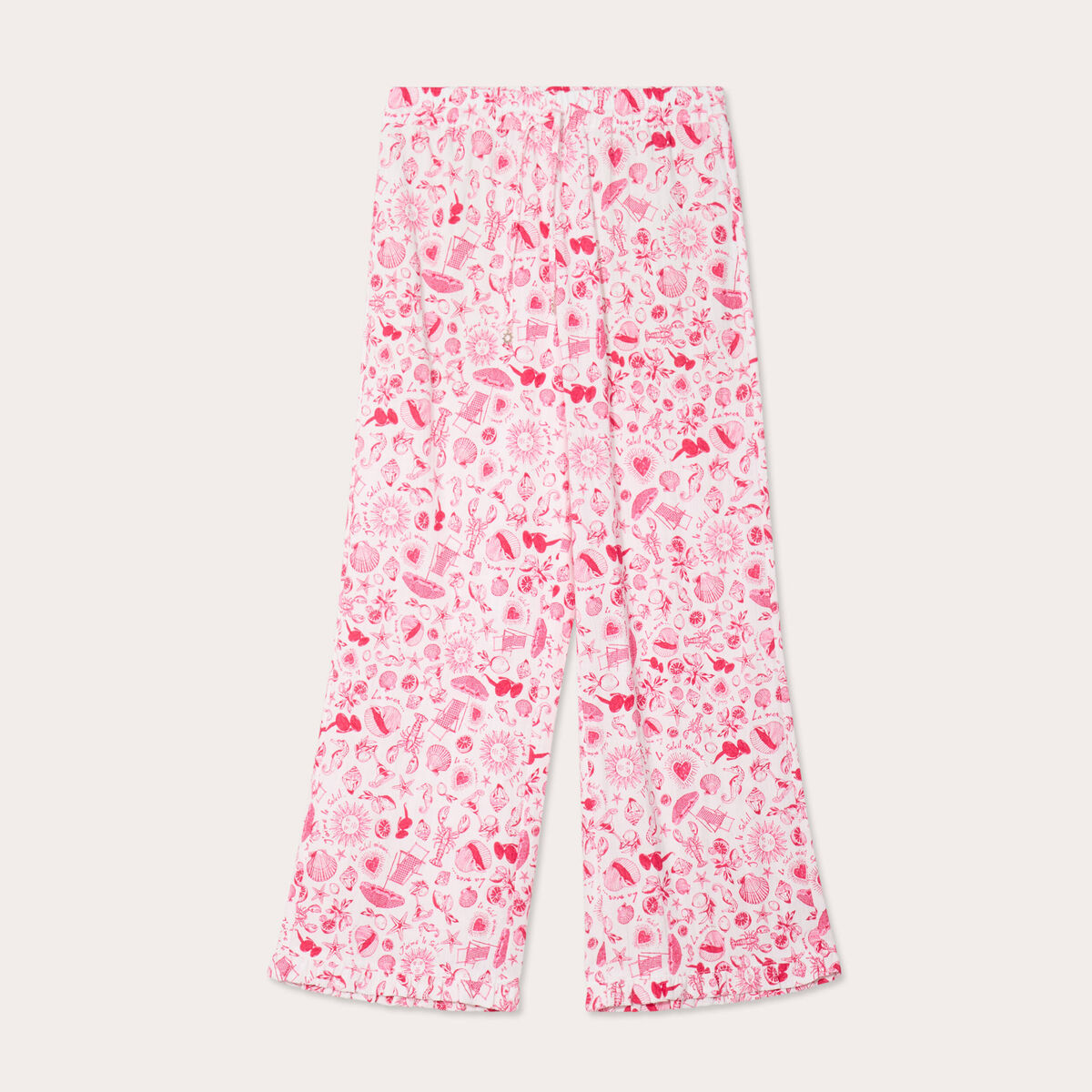 Pantalon large rose fushia femme
