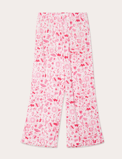 Pantalon large rose fushia femme